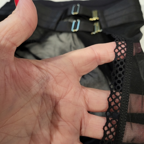 PLUS Garter Skirt & Bralette in Mesh, Hooks, Satin (2-Piece Set) - Picture 9 of 16